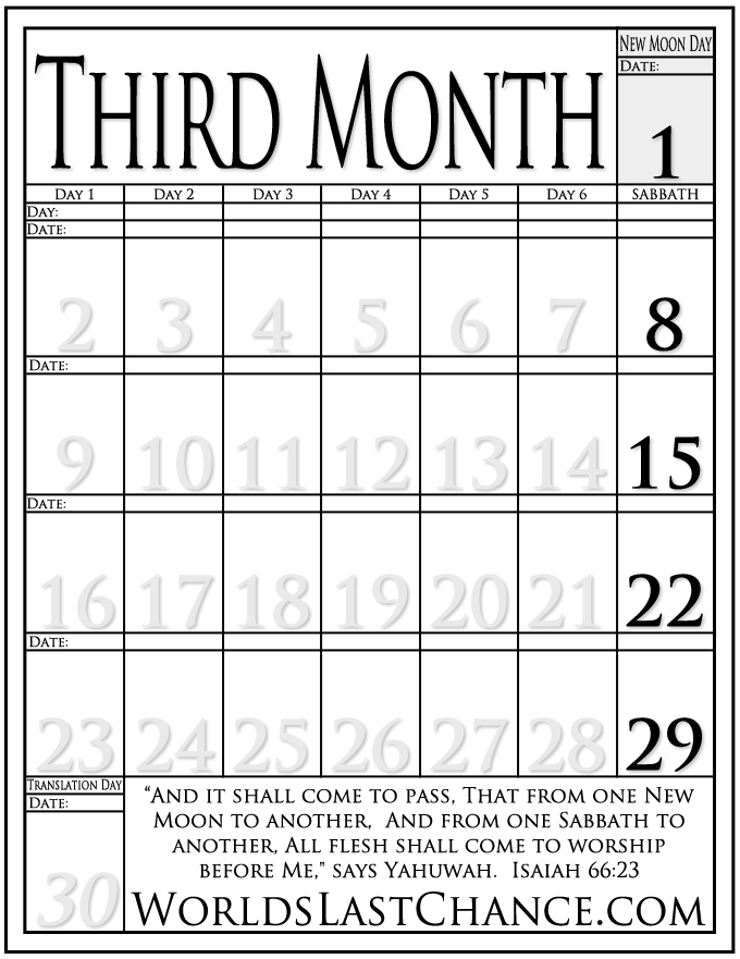 Biblical Calendar - Month 3